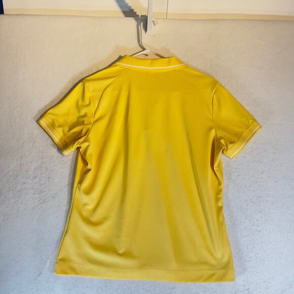 Nike Golf Fit Dry 1/4 Zip Polo Woman L 12-14 Wicking Yellow PASTEL Golf Resort - Picture 11 of 12